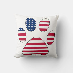 American flag paw print pillow