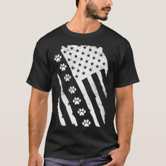 American Flag Paw Print  with Dog PawsVintage T-Shirt