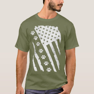 American Flag Paw Print  with Dog PawsVintage T-Shirt