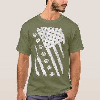 American Flag Paw Print  with Dog PawsVintage T-Shirt