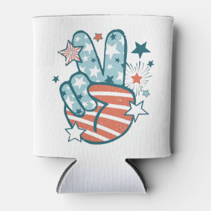 American Flag "Peace" Can Cooler