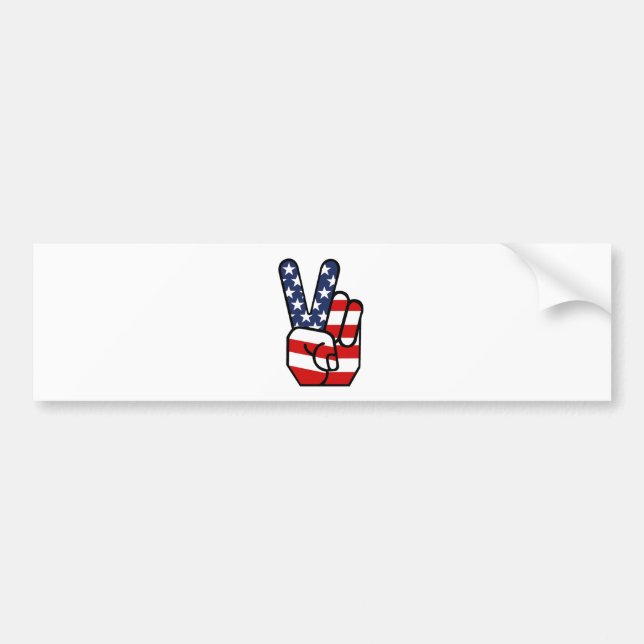 American Flag Peace Hand Bumper Sticker (Front)