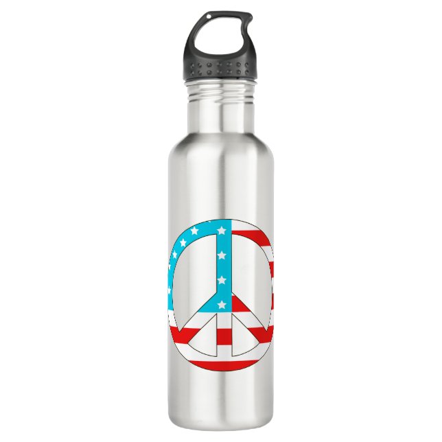 American Flag Peace Sign 710 Ml Water Bottle (Front)