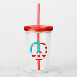American Flag Peace Sign Acrylic Tumbler