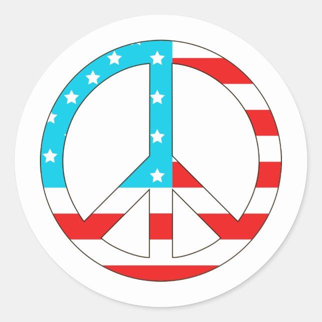 American Flag Peace Sign Classic Round Sticker (Front)
