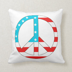 American Flag Peace Sign Cushion