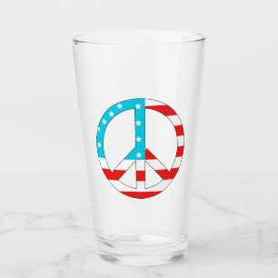 American Flag Peace Sign Glass