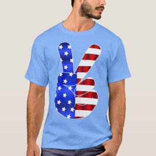 American Flag Peace Sign Hand4th Of JulyUSA Funny  T-Shirt