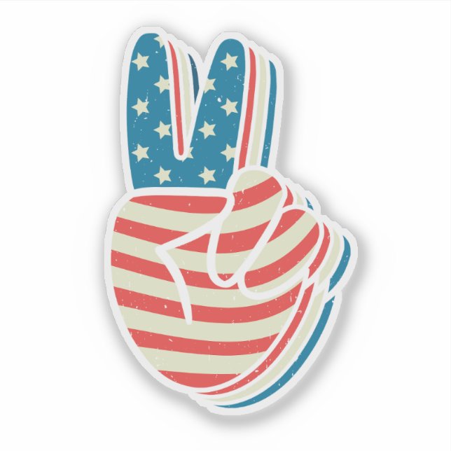 American Flag Peace Sign Hand 4th of July  (Front)
