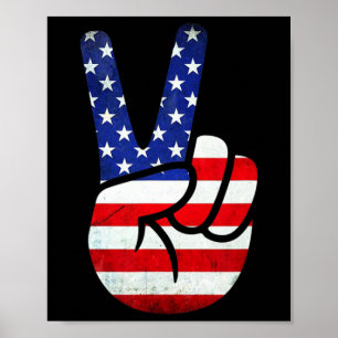 American Flag Peace Sign Hand 4th Of July Patrioti