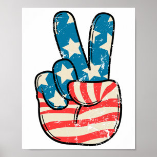 American Flag Peace Sign Hand 4th Of July Patrioti