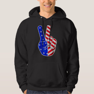 American Flag Peace Sign Hand Fourth Of July Hoodie