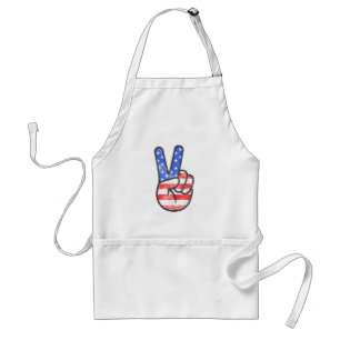 American Flag Peace Sign Hand T-Shirt Fourth of Ju Standard Apron