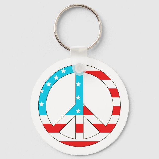American Flag Peace Sign Key Ring (Front)