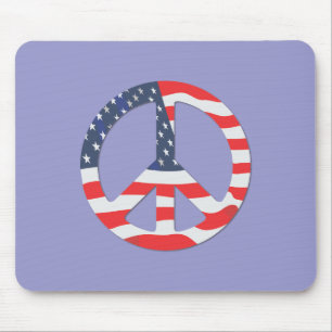 American Flag Peace Sign Mouse Mat