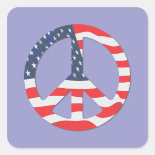American Flag Peace Sign Square Sticker