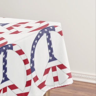 AMERICAN FLAG PEACE SIGN TABLECLOTH