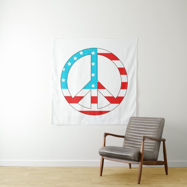 American Flag Peace Sign Tapestry (In Situ)