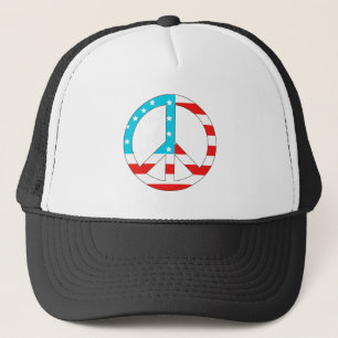 American Flag Peace Sign Trucker Hat