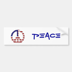 American Flag Peace sign USA Bumper Sticker