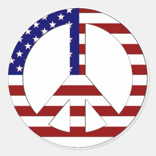 American Flag Peace sign USA Classic Round Sticker