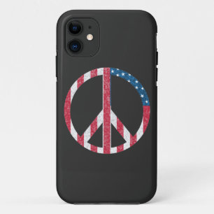 American Flag Peace Sign Vintage Red White & Blue iPhone 11 Case