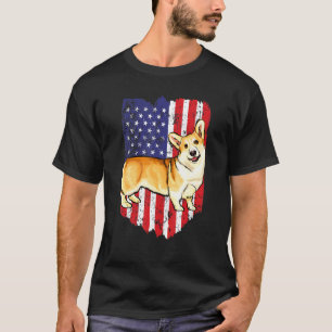 American Flag Pembroke Welsh Corgi 4th Of July Usa T-Shirt