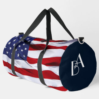 American Flag Personal Initials Red White & Blue Duffle Bag