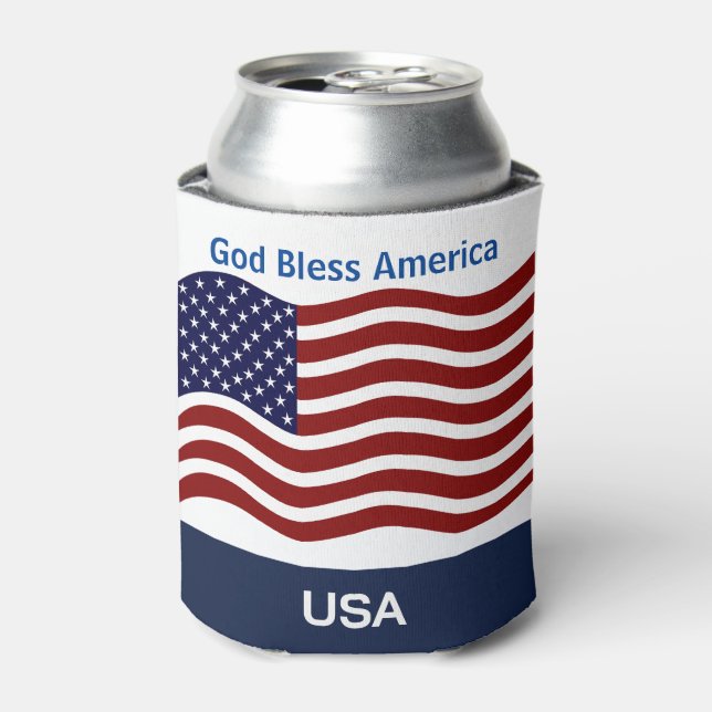American Flag Personalise Name & Text Tall Seltzer Can Cooler (Can Front)