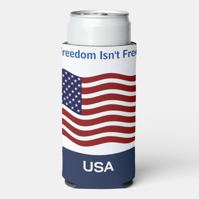American Flag Personalise Name & Text Tall Seltzer Seltzer Can Cooler (Seltzer Back)