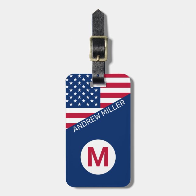 American Flag Personalised modern travel luggage  Tag (Front Vertical)