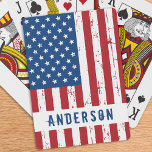 American Flag Personalised Name Patriotic  Playing Cards<br><div class="desc">USA American Flag playing cards - American flag ,  stars and stripes in a distressed red white blue design . 
Personalise with Name . 
COPYRIGHT © 2021 Judy Burrows,  Black Dog Art - All Rights Reserved. American Flag Personalised Name Patriotic Playing Cards</div>