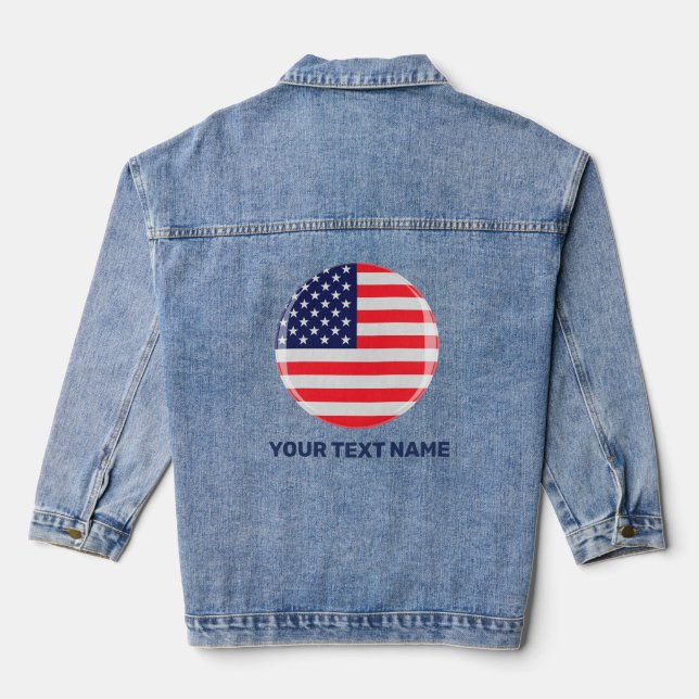 American Flag Personalised Patriotic Stars Stripes Denim Jacket (Back)