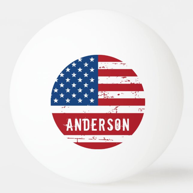 American Flag Personalised Patriotic Stars Stripes Ping Pong Ball (Front)