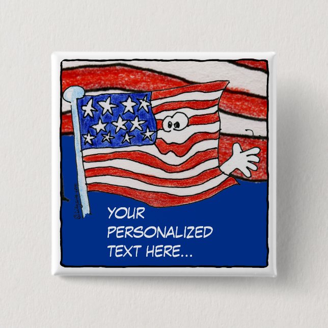 American Flag Personalised Pin /Button (Front)