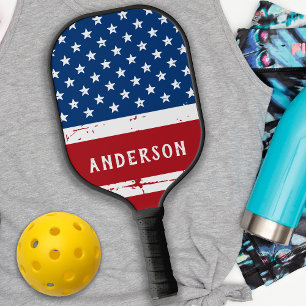 American Flag Personalised Stars Stripes Patriotic Pickleball Paddle