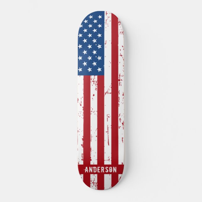 American Flag Personalised Stars Stripes Patriotic Skateboard (Front)