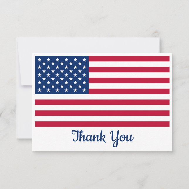 American Flag Personalised USA Military Thank You Card (Front)