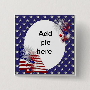 American Flag Photo Frame 15 Cm Square Badge
