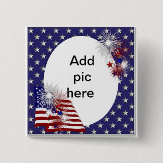 American Flag Photo Frame 15 Cm Square Badge