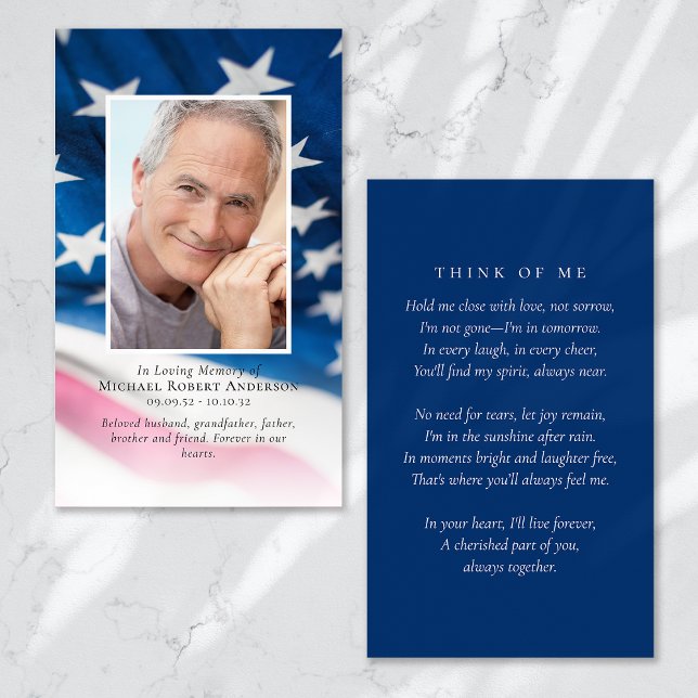 American Flag Photo Memorial Prayer Card (Creator Uploaded)