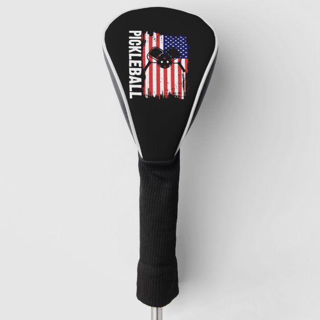 American Flag Pickleball Lover Paddle Golf Head Cover (Front)