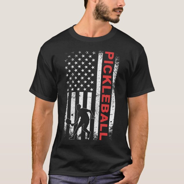 American Flag Pickleball T-Shirt (Front)