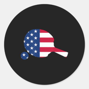American Flag Ping Pong Table Tennis Player Equipm Classic Round Sticker