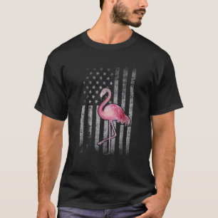 American Flag Pink Flamingo Patriotic 4th Of July T-Shirt