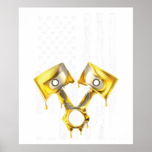 American Flag Piston Muscle Car 10 Poster