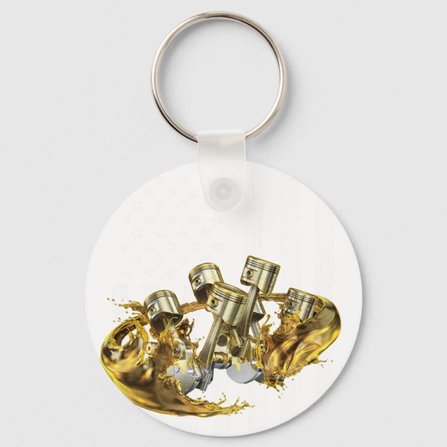 American Flag Piston Muscle Car 3 Key Ring (Front)