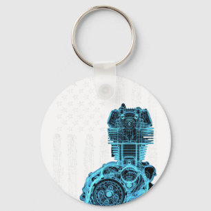 American Flag Piston Muscle Car 7 Key Ring