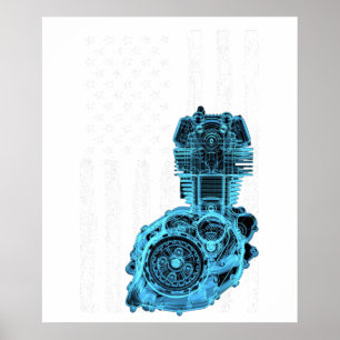 American Flag Piston Muscle Car 7 Poster