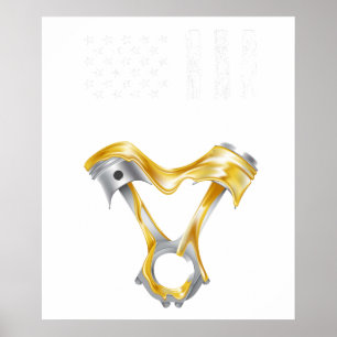 American Flag Piston Muscle Car 8 Poster